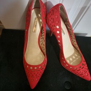 BCBGMaxAzria Red Laser-Cut Heels